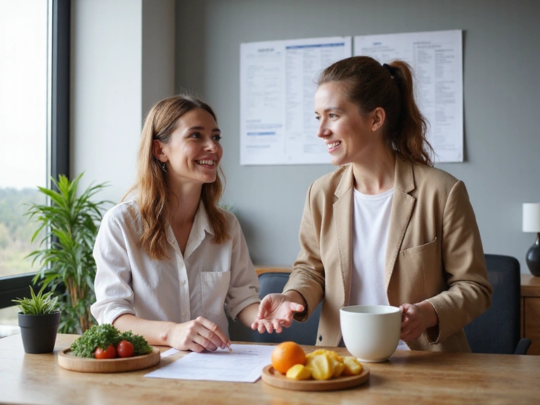 Donna che discute con una nutrizionista